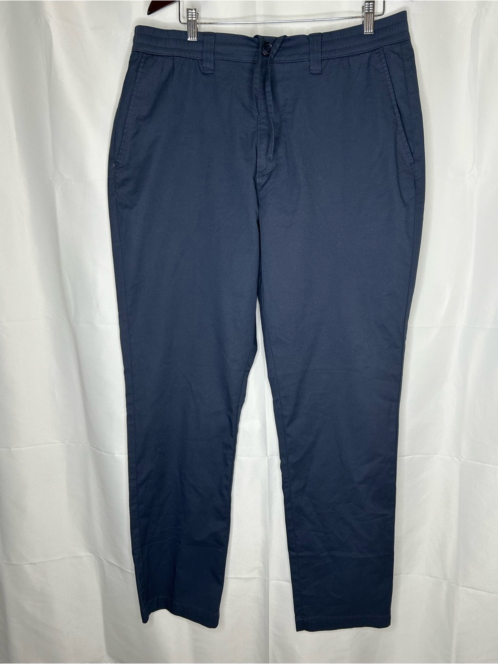 Lands’ End Men’s Navy Stretch Chino Pants Elastic Waist Drawstring Size L 36-38